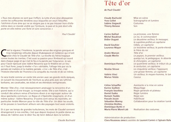 Tête d'or - distribution